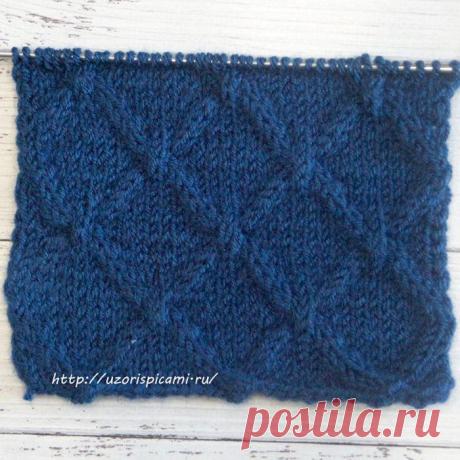 Схема вязания спицами Ромбы, узор для шапки, шарфа, снуда Раппорт узора составляет 14 петель и 18 рядов. Но надо учитывать, что еще необходимо дополнительно набрать 6 петель до раппорта и 6 после (всего 12 петель) для симметрии узора. На схеме указаны только лицевые ряды, изнаночные ряды вязать по рисунку