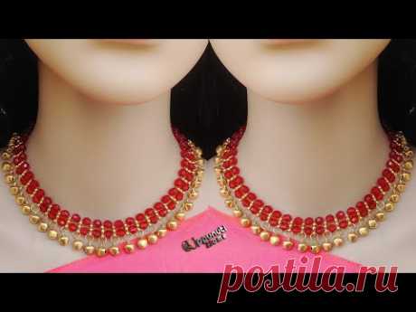 How To Make Designer Necklace At Home | DIY | Beaded Necklace | Bridal Chokar  | Uppunuti Home