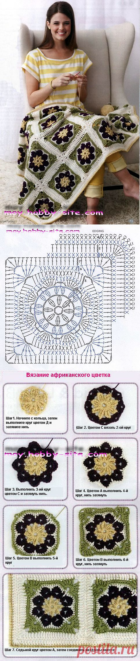 Плед "Африканский цветок" (крючок)..