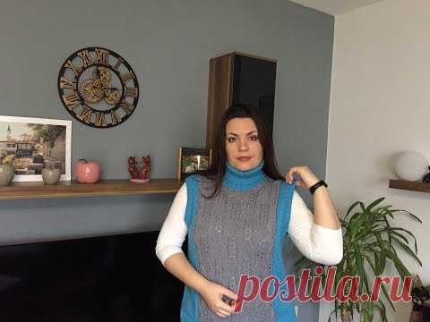 Вяжем стильный жилет спицами . МК. Часть 1