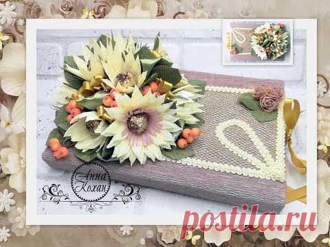 ДЕКОР КОРОБКИ КОНФЕТ ЦВЕТАМИ🌸Как красиво упаковать конфеты в коробке для подарка🌸Подарок учителю