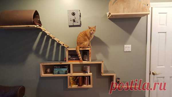 Настенная мебель (полка) для кошек своими руками