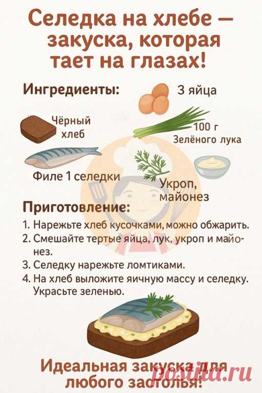 Селедка на хлебушке: простая закуска, которая исчезает первой!