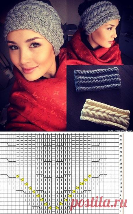 Повязка на голову спицами