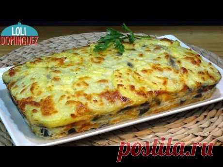 Pastel de patatas, berenjenas, jamón york y queso, súper fácil y SIN FRITOS - Loli Domínguez