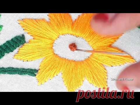 Hand embroidery | Beautiful 3D sunflower embroidery design