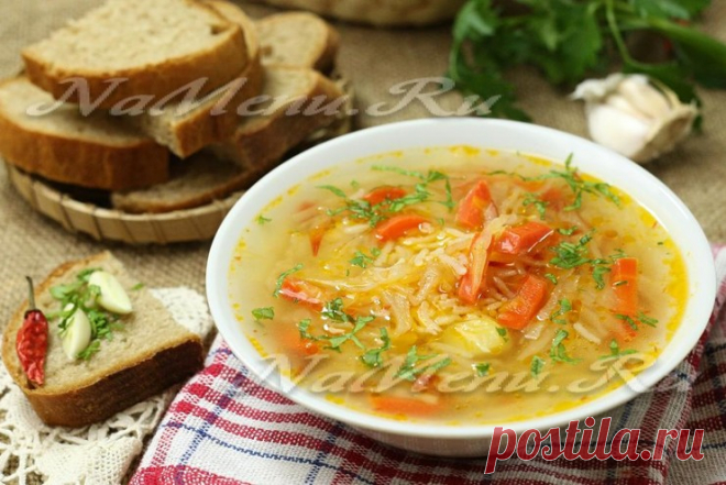 Постные щи из свежей капусты с рисом - рецепт с фото