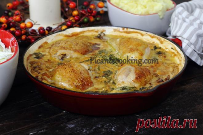 Курячі гомілки зі шпинатом та в'яленими помідорами | Picantecooking