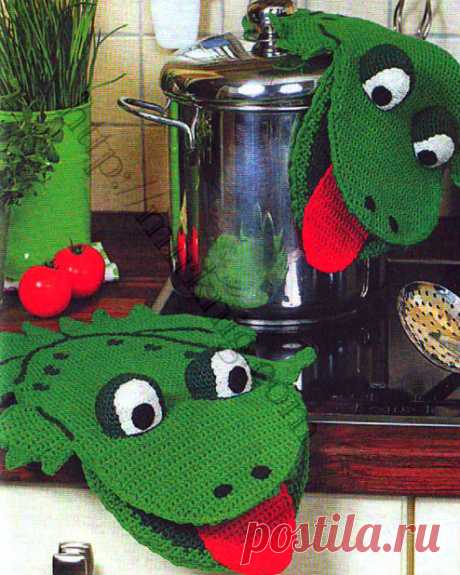 Interesting ideas for decor: Прихватка лягушка. Сrochet potholder frog.