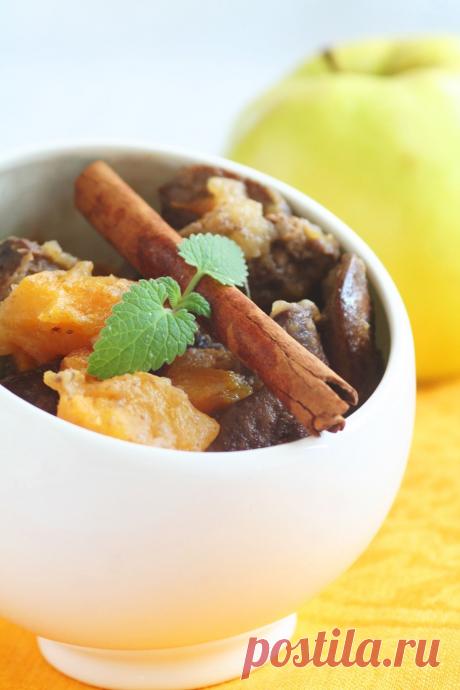 Рецепт печени с яблоками и тыквой