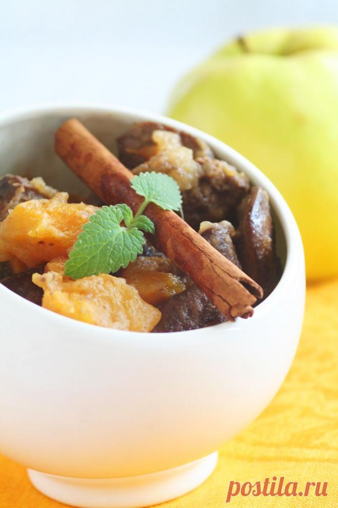 Рецепт печени с яблоками и тыквой