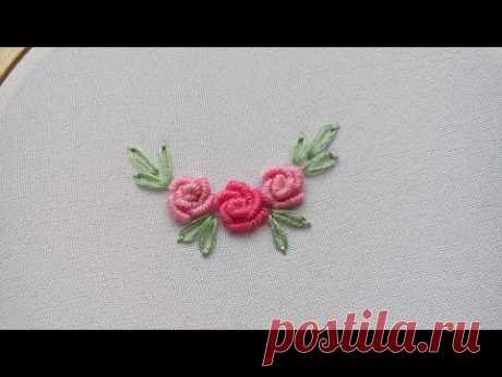 МК. Маленькая роза рококо. Небольшой сюжет с розами. Volume embroidery. Little rococo rose.
