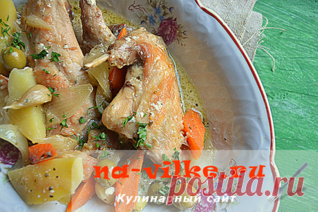 Тушеный кролик в соусе с овощами и оливками – рецепт с фото