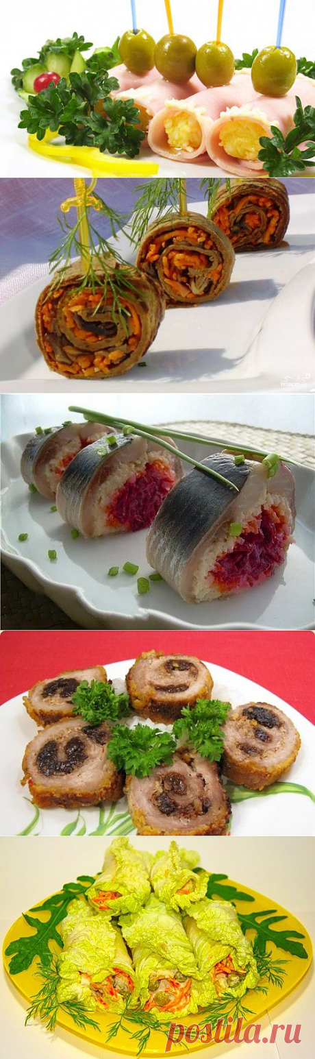 Самые вкусные закуски: рулетики с разными начинками / Простые рецепты