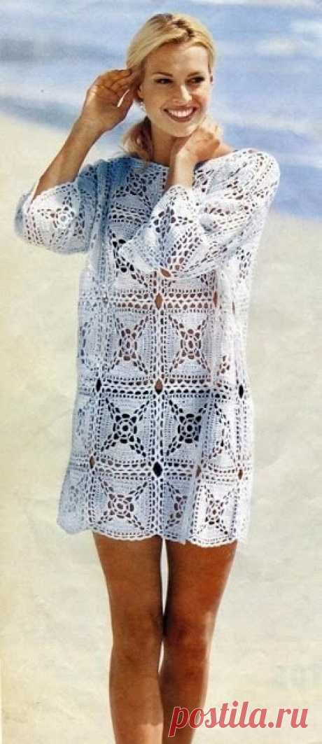 Симпатичная туника из мотивов крючком