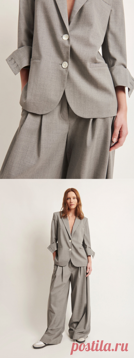 Light heather grey Boyfriend Blazer in Wool | TWP