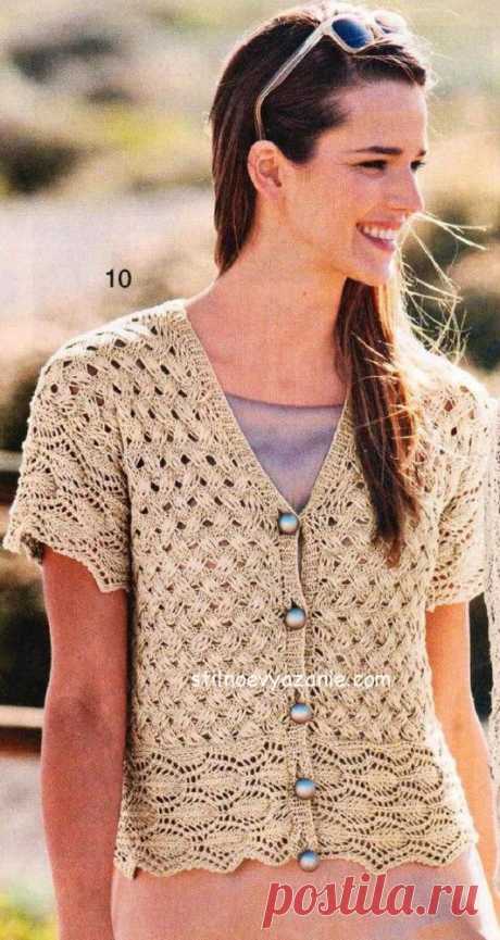 Вязание спицами жакета с плетеным узором / Стильное вязание