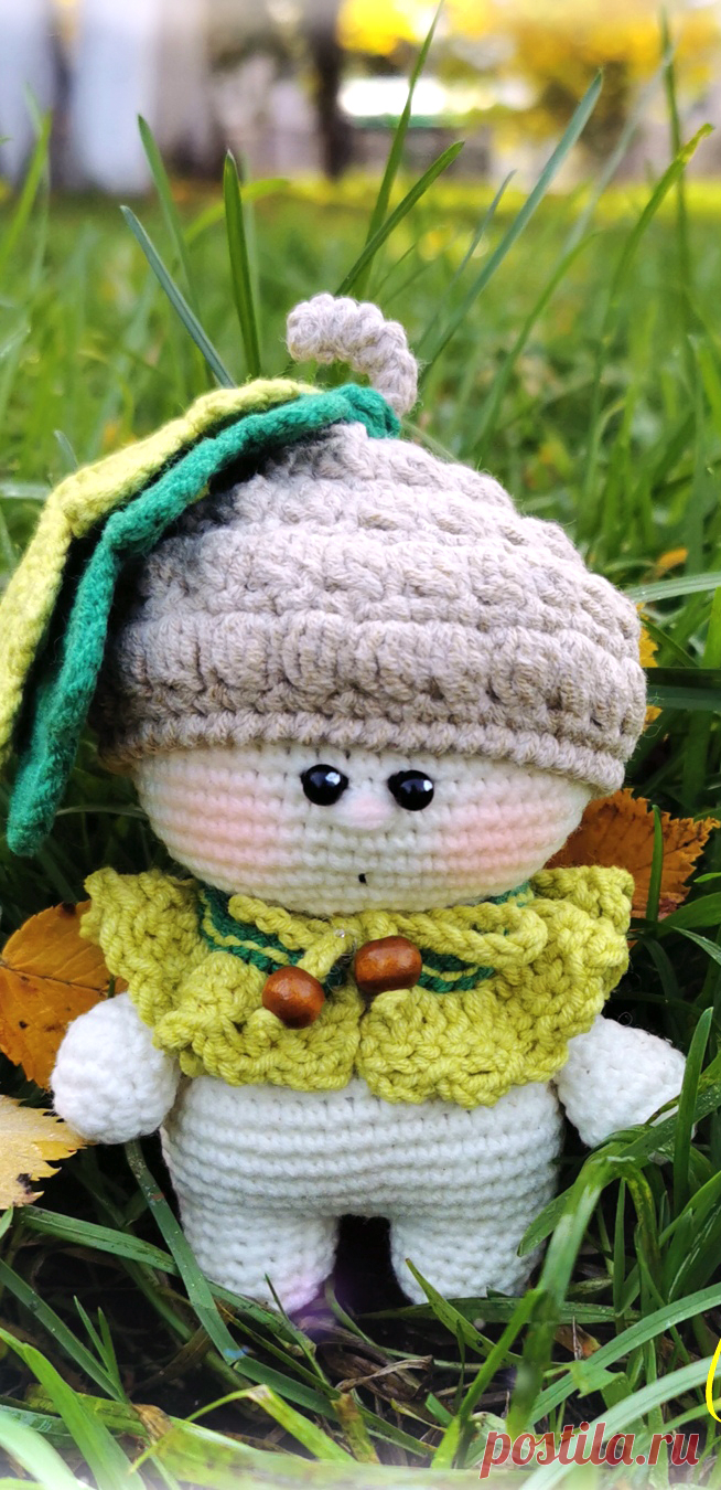 PDF Малыш Жёлудь крючком. FREE crochet pattern; Аmigurumi doll patterns. Амигуруми схемы и описания на русском. Вязаные игрушки и поделки своими руками #amimore - Кукла, куколка, пупс, пупсик.