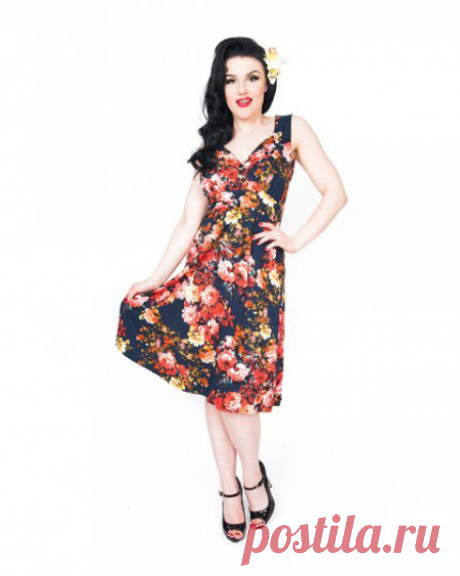 Bridget Navy Floral Swing Dress | Vintage Inspired Fashion - Lindy Bop
