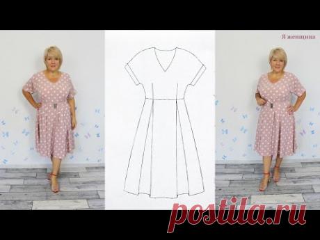 Романтическое платье в горошек с бантовыми складками и цельнокроеным рукавом. Полный пошаговый пошив