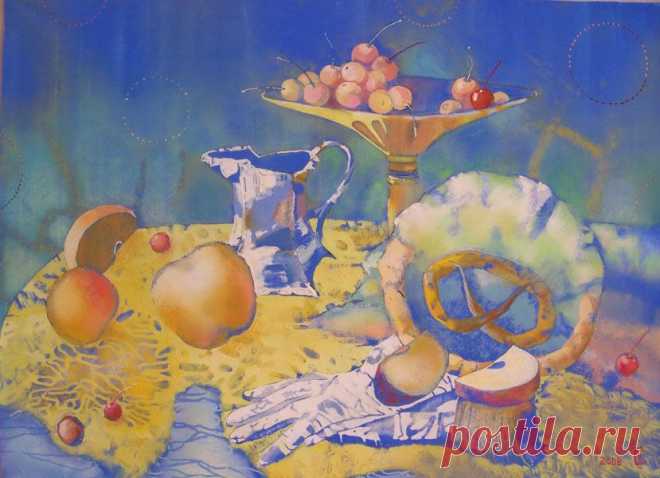 Натюрморт с вишней. Графика