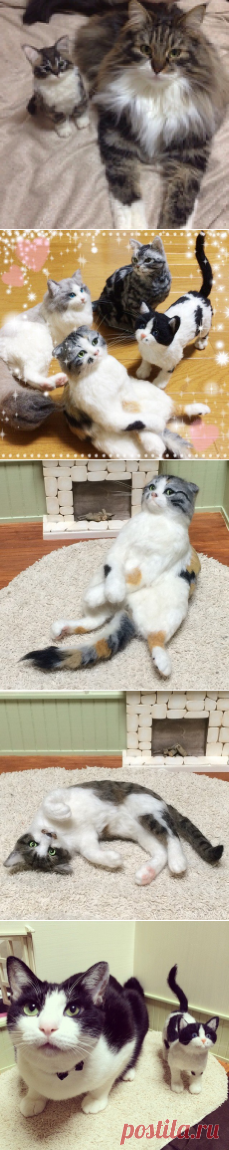 Войлочные кошки от Sukepon. Япония