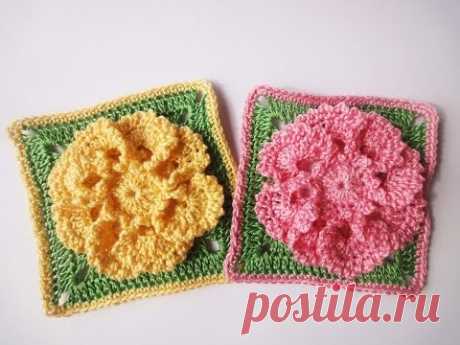 Цветок в квадрате Flower in a square Crochet