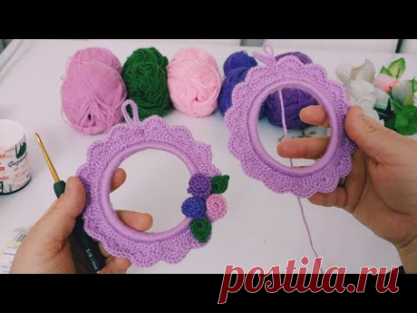 Easy-to-make crochet frame from cardboard cups It was very nice,