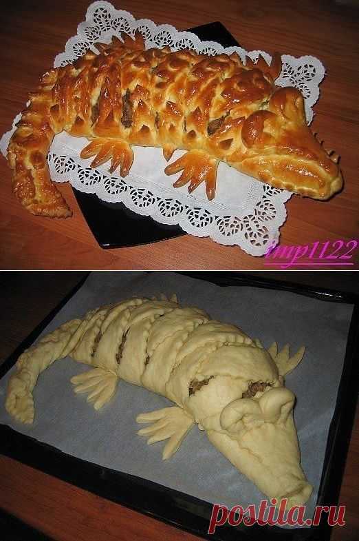 Мясной пирог "Крокодил": мастер-класс