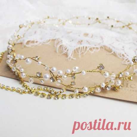 Веночек со свисающими нитями из страз для невесты Юлии #OlgaDelice )))