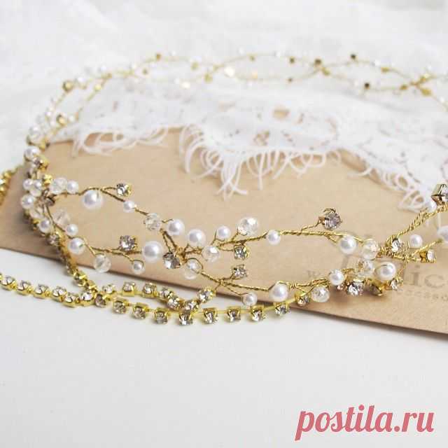 Веночек со свисающими нитями из страз для невесты Юлии #OlgaDelice )))