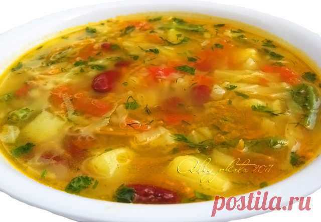31. Щи из свежей капусты с зеленой и красной фасолью