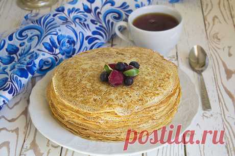 Тонкие блинчики на минеральной воде