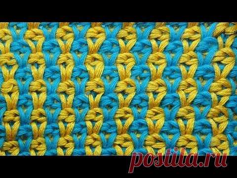 Начинаем вязать – Видео уроки вязания » Шахматный узор из скрученных столбиков – Тунисское вязание – Узор №32