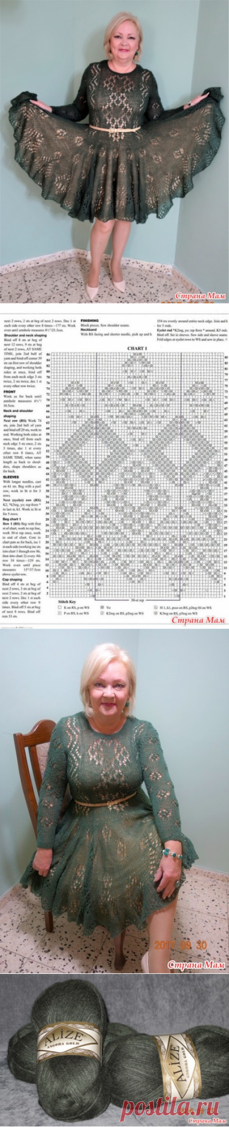 Платье" Еловый аромат", пряжа Angora Gold Alize - Вязание - Страна Мам