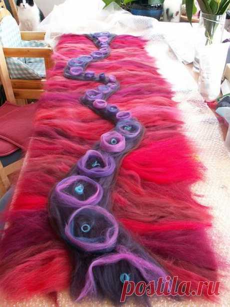 wool laid out before felting | by nimanoma