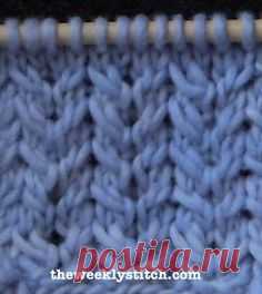 Spine Stitch. Multiple of 6 + 4 Row 1: (WS) *P5, K1* to last four stitches, P4 Row 2: K4 *K1, P1, K4*