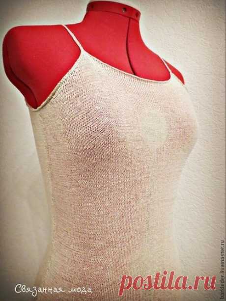 Вязаное шёлковое (базовое) платье - бежевый,однотонный,базовое платье