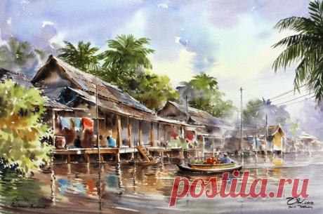 Акварели. Тайский художник Танакорн Чаиджинда (Thanakorn Chaijinda)