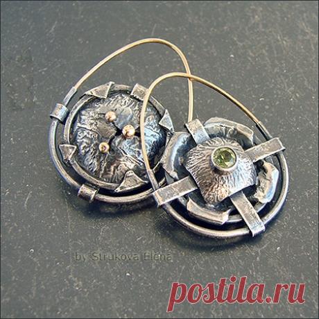 Серьги с хризолитами - Strukova Elena - авторские украшения