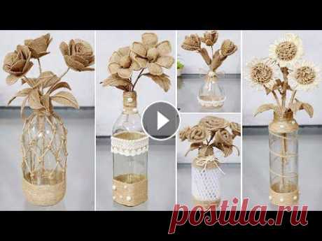 5 Simple Jute Flower Vase Craft Ideas with Used Bottle make in a jiff ! ► Subscribe HERE:...