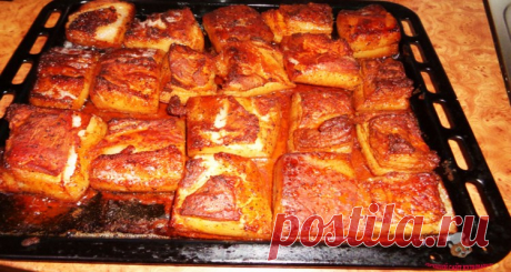 Сало в духовке получается повкуснее любой покупной копченой грудинки!