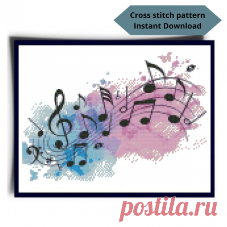 Music cross stitch pattern, Notes cross stitch pattern, Wate - Inspire Uplift