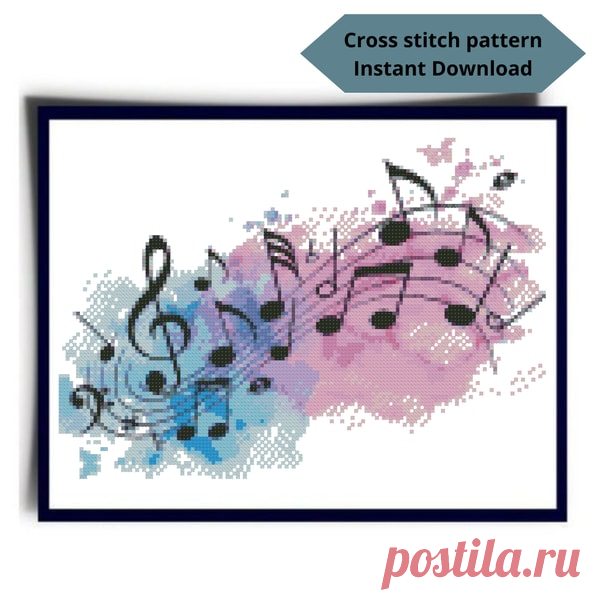 Music cross stitch pattern, Notes cross stitch pattern, Wate - Inspire Uplift