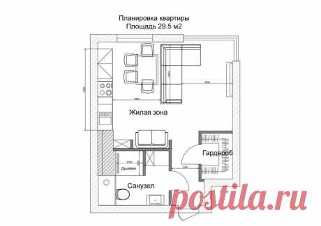 Проект небольшой квартиры 29,5 кв м - Дизайн интерьеров | Идеи вашего дома | Lodgers