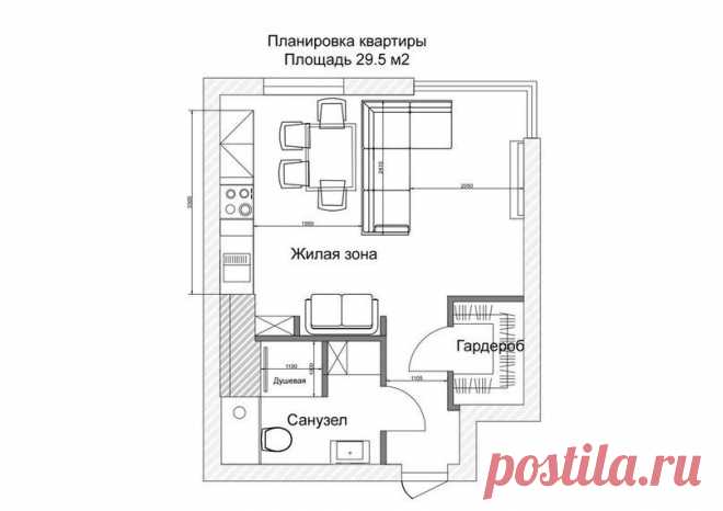 Проект небольшой квартиры 29,5 кв м - Дизайн интерьеров | Идеи вашего дома | Lodgers