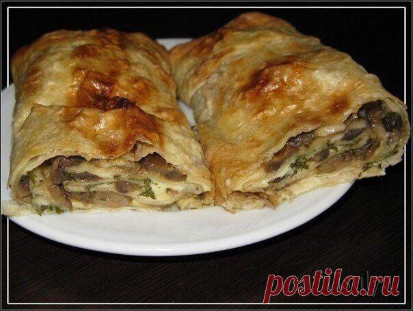 Грибной рулет из лаваша / Свежие рецепты