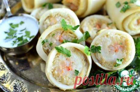 Рыбные рулеты в кальмарах - кулинарный рецепт