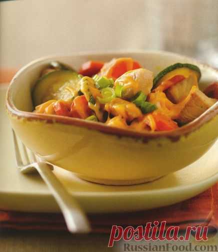 Рецепт: Жареная курица с овощами и сыром на RussianFood.com