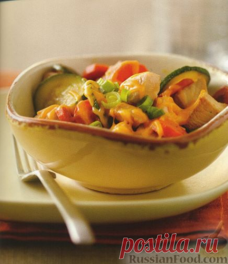 Рецепт: Жареная курица с овощами и сыром на RussianFood.com